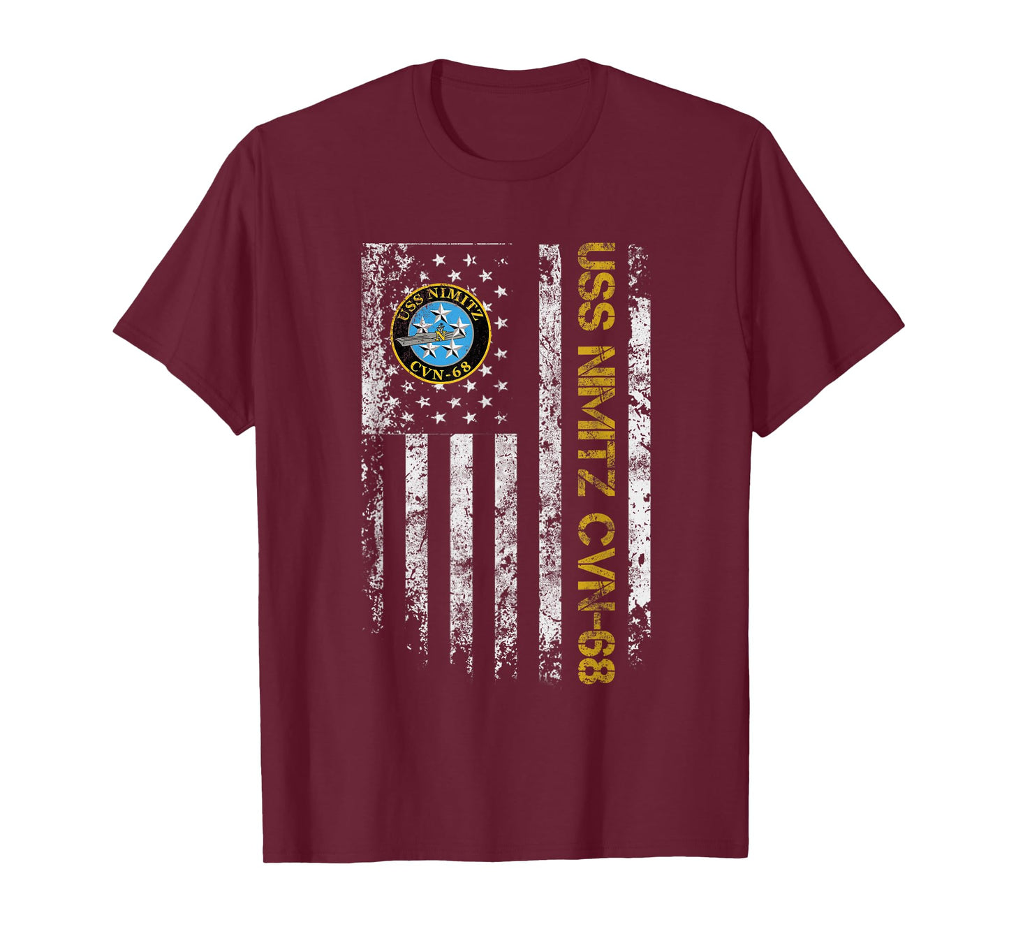 USS Nimitz CVN-68 Aircraft Carrier Veteran Flag Veterans Day T-Shirt