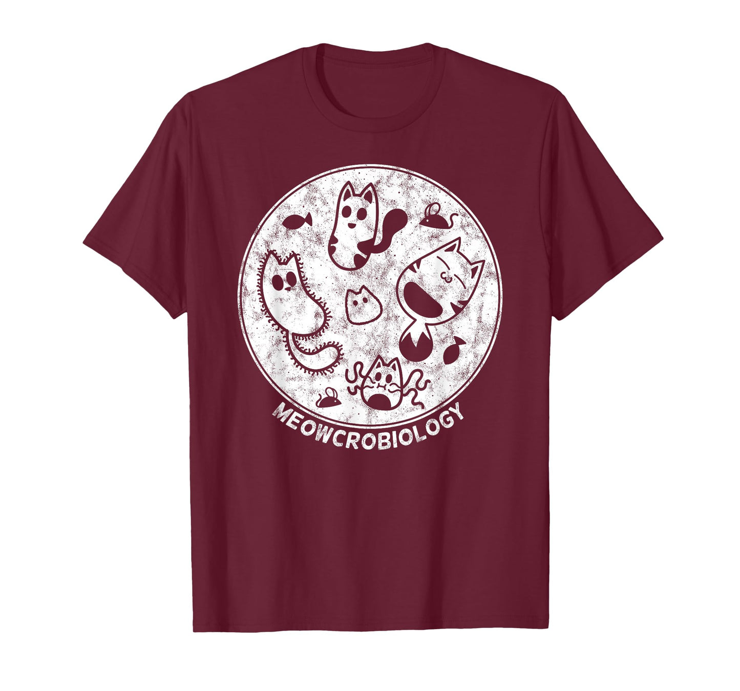 Cute Cat Distressed Bacteria Microbiology Science Lab T-Shirt Small
