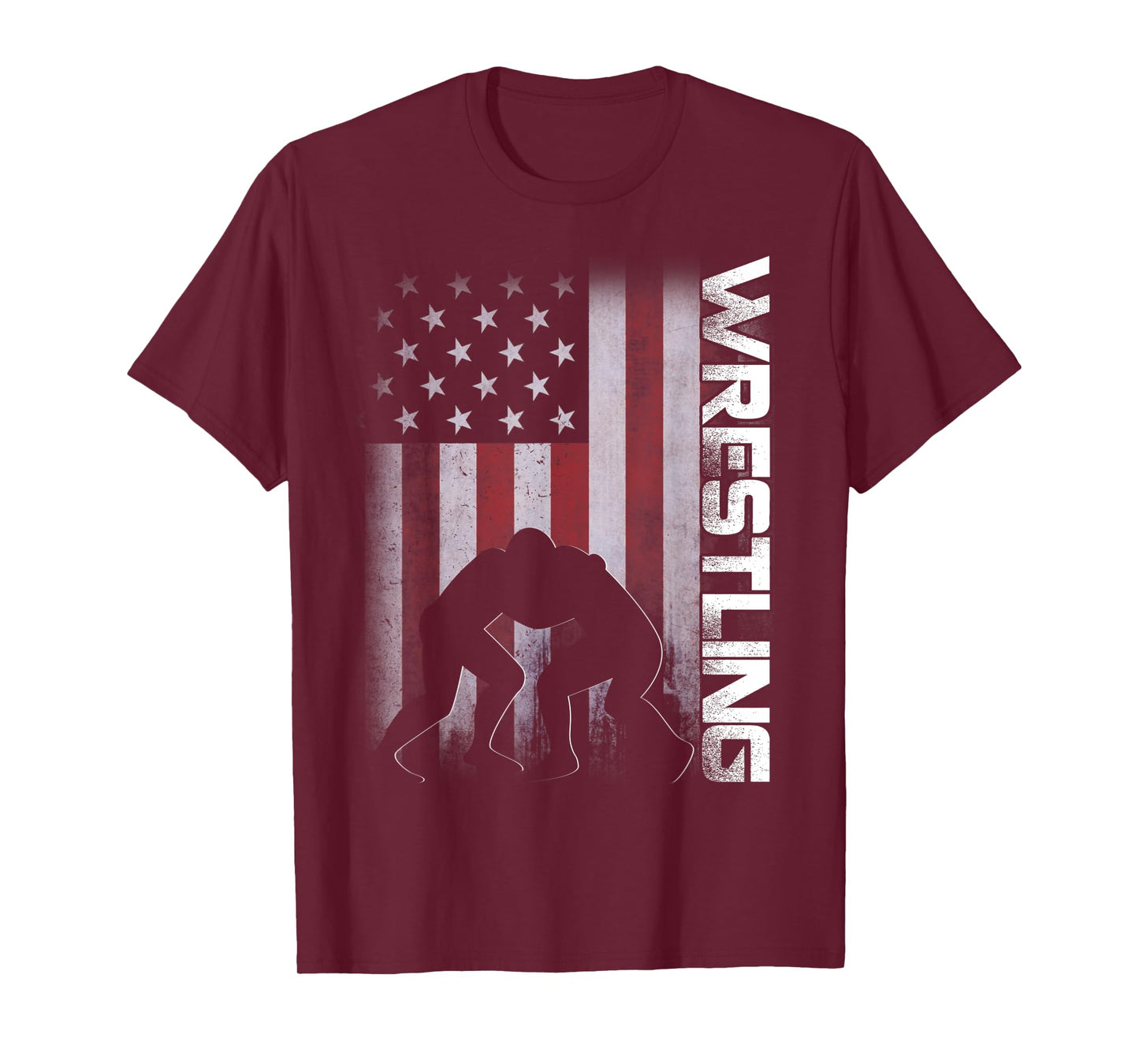 American Flag Wrestling T-Shirt Distressed Wrestle Gift Tee T-Shirt for Women Kids Men