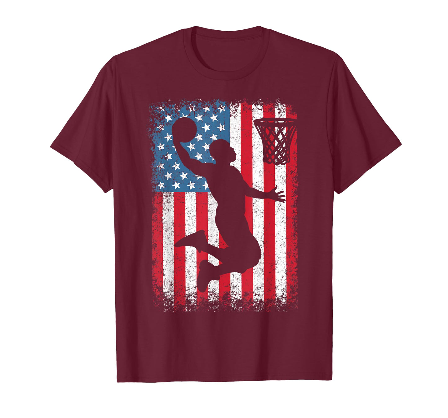 American Patriotic Basketball 4th of July USA Flag Men Boys T-Shirt