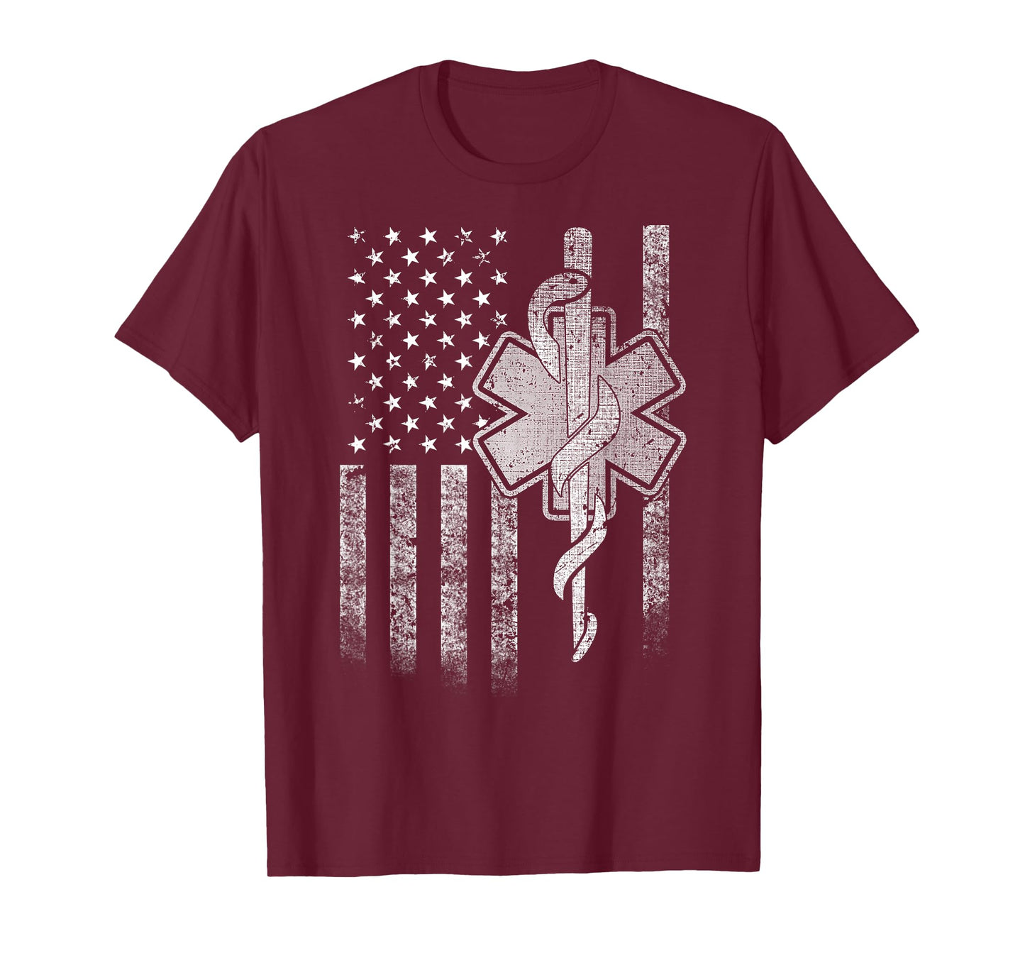 Two-Sided EMT First Responder American Flag Gift Idea T-Shirt for Women Men