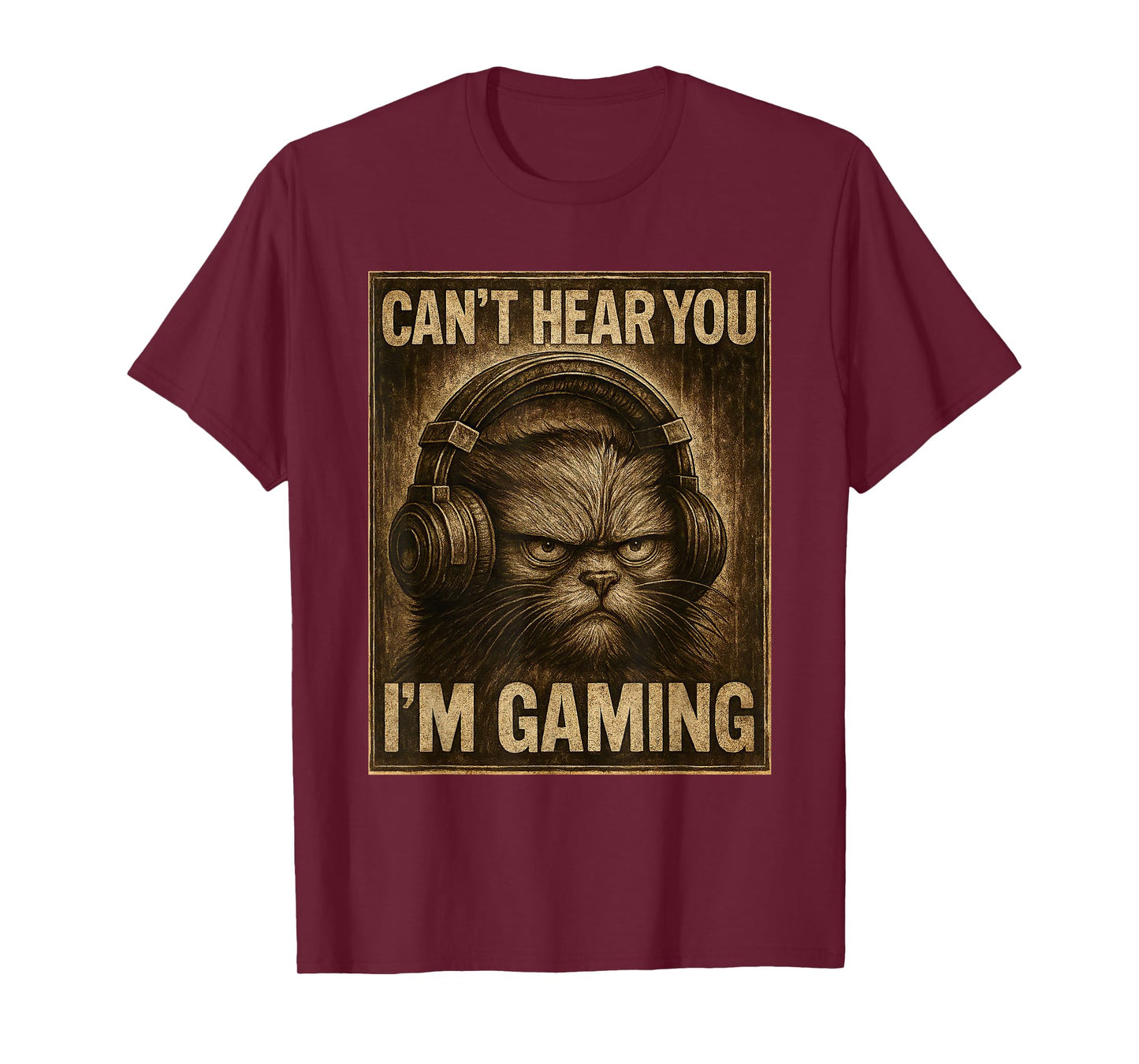 Funny Gamer Cat Men Women Boys Can't Hear You Video Gaming T-Shirt