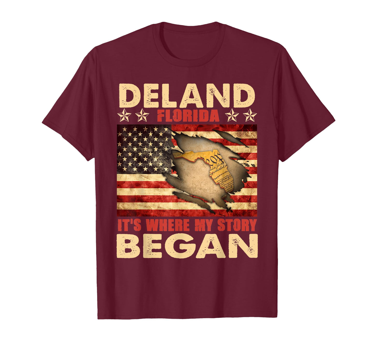 DeLand Florida USA Flag 4th Of July T-Shirt for Women Men