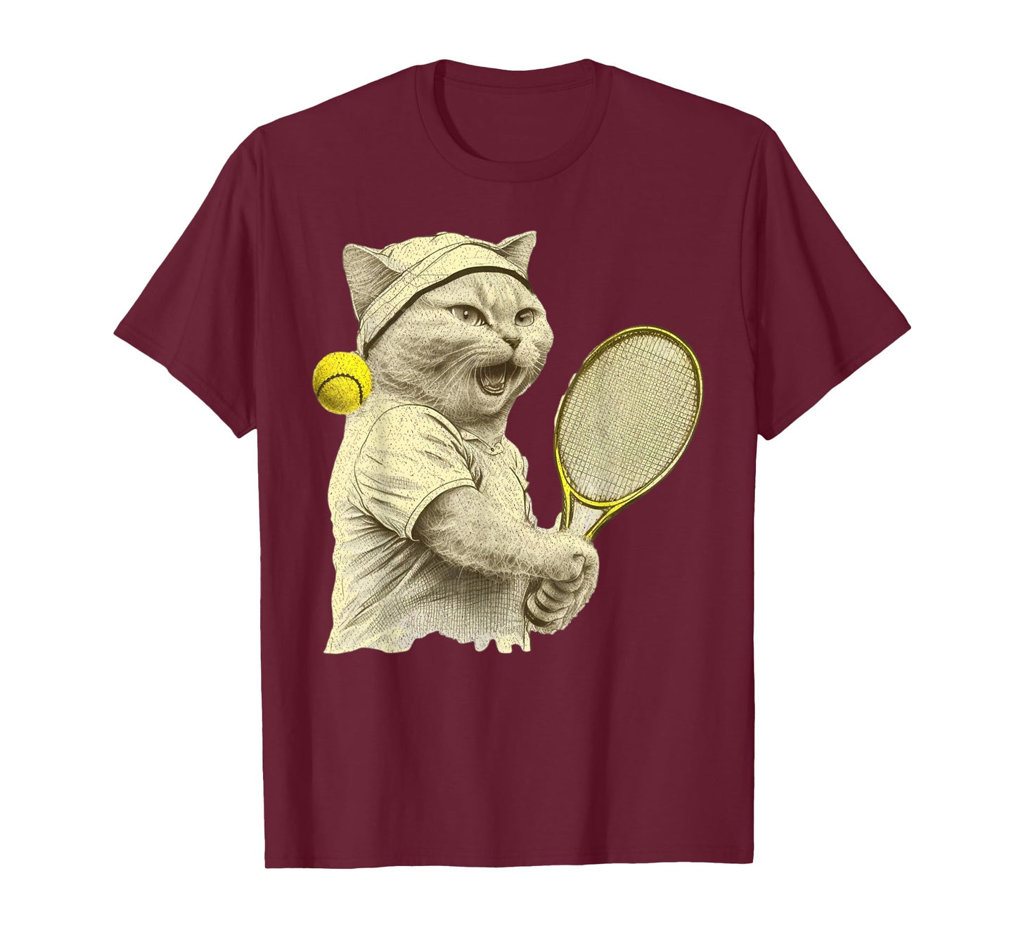 Vintage Cat Playing Tennis, Tennis Racquet, Kitties Lover T-Shirt