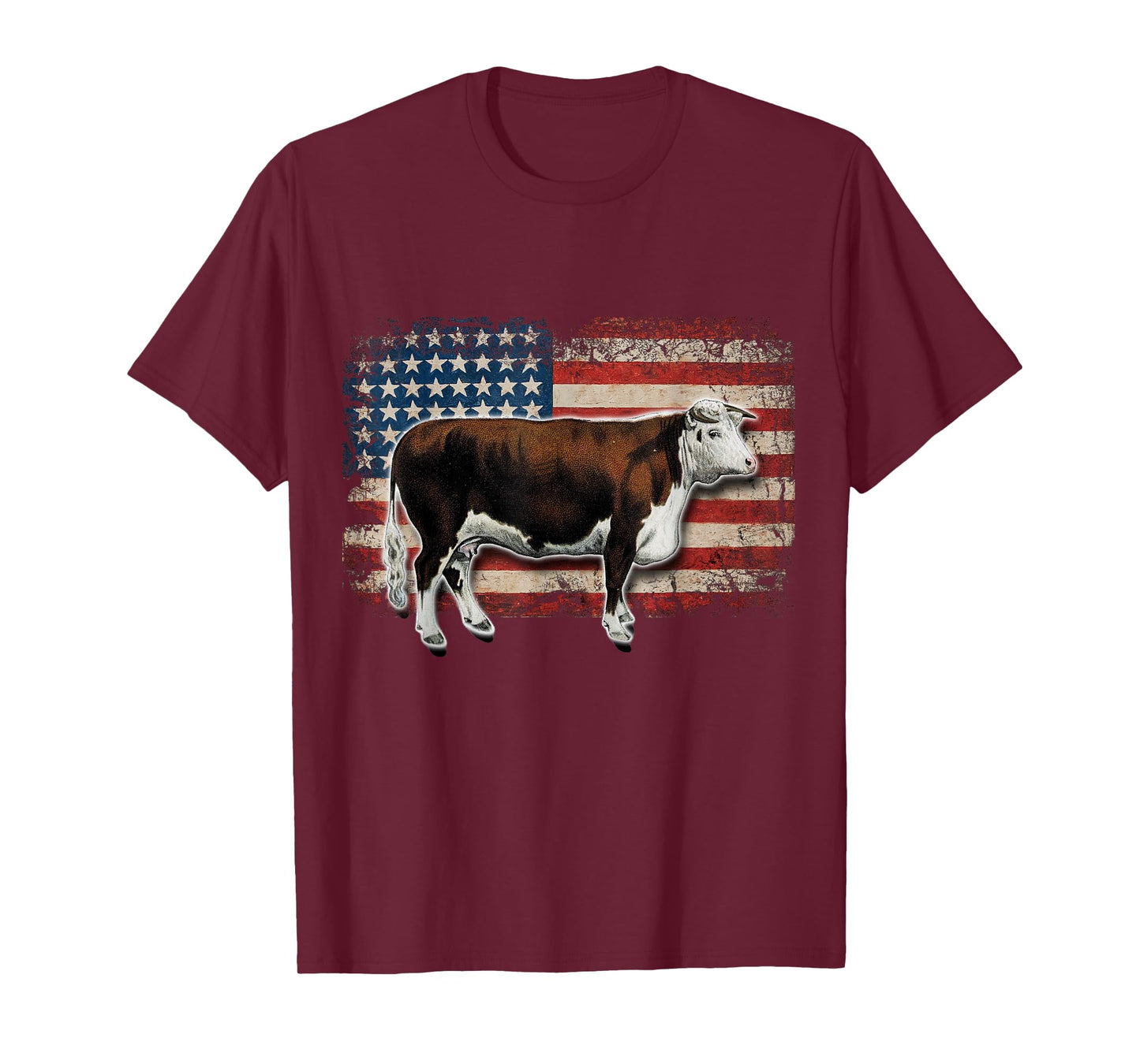 Hereford Rancher - American Flag for Hereford Cow Farmer T-Shirt