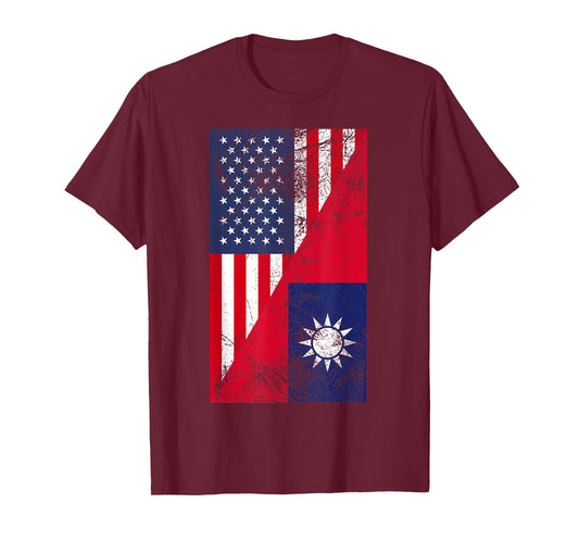 USA Taiwan Flags - United States Taiwan Flag T-Shirt