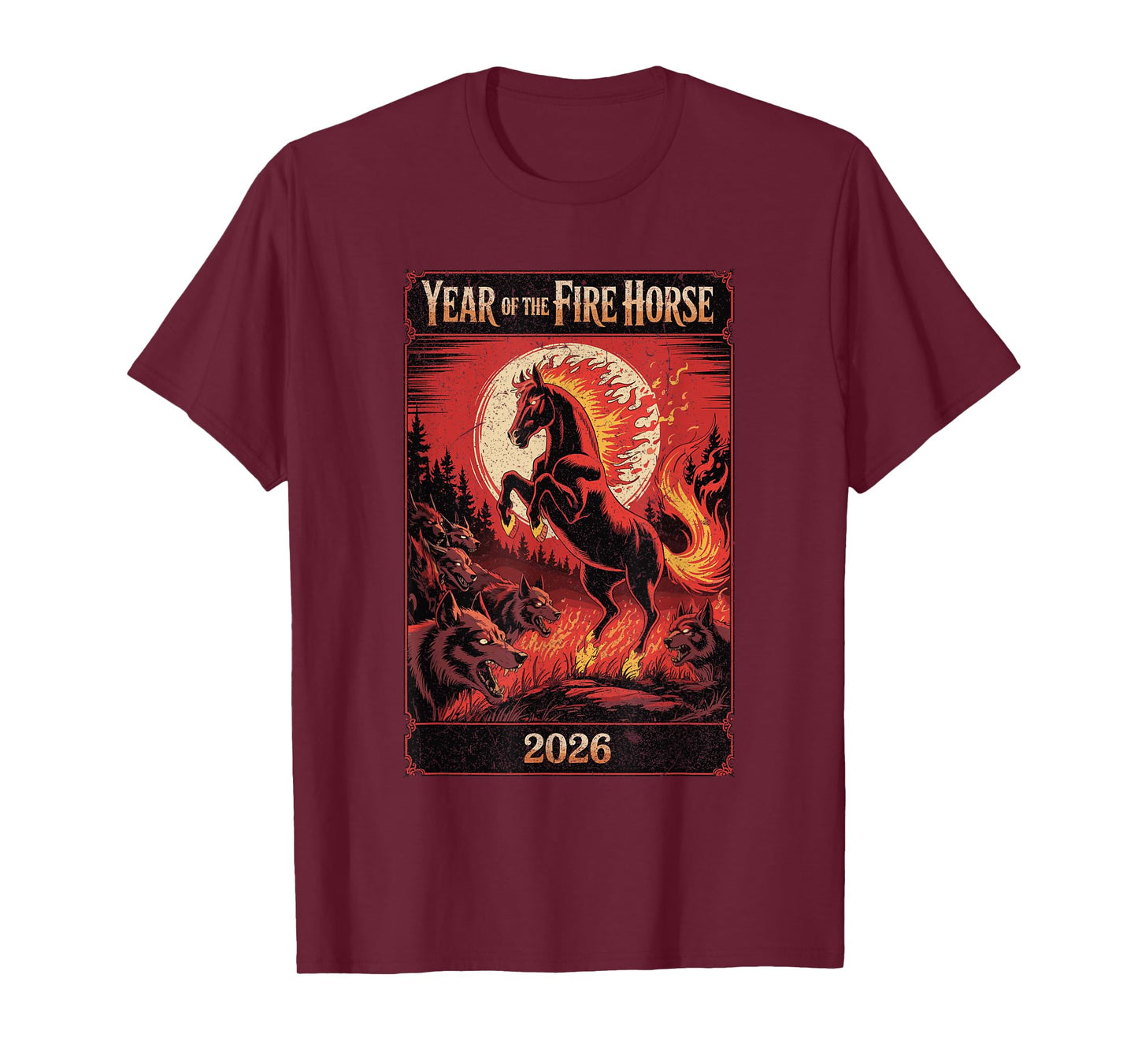Year of The Fire Horse 2026 Zodiac Art T-Shirt