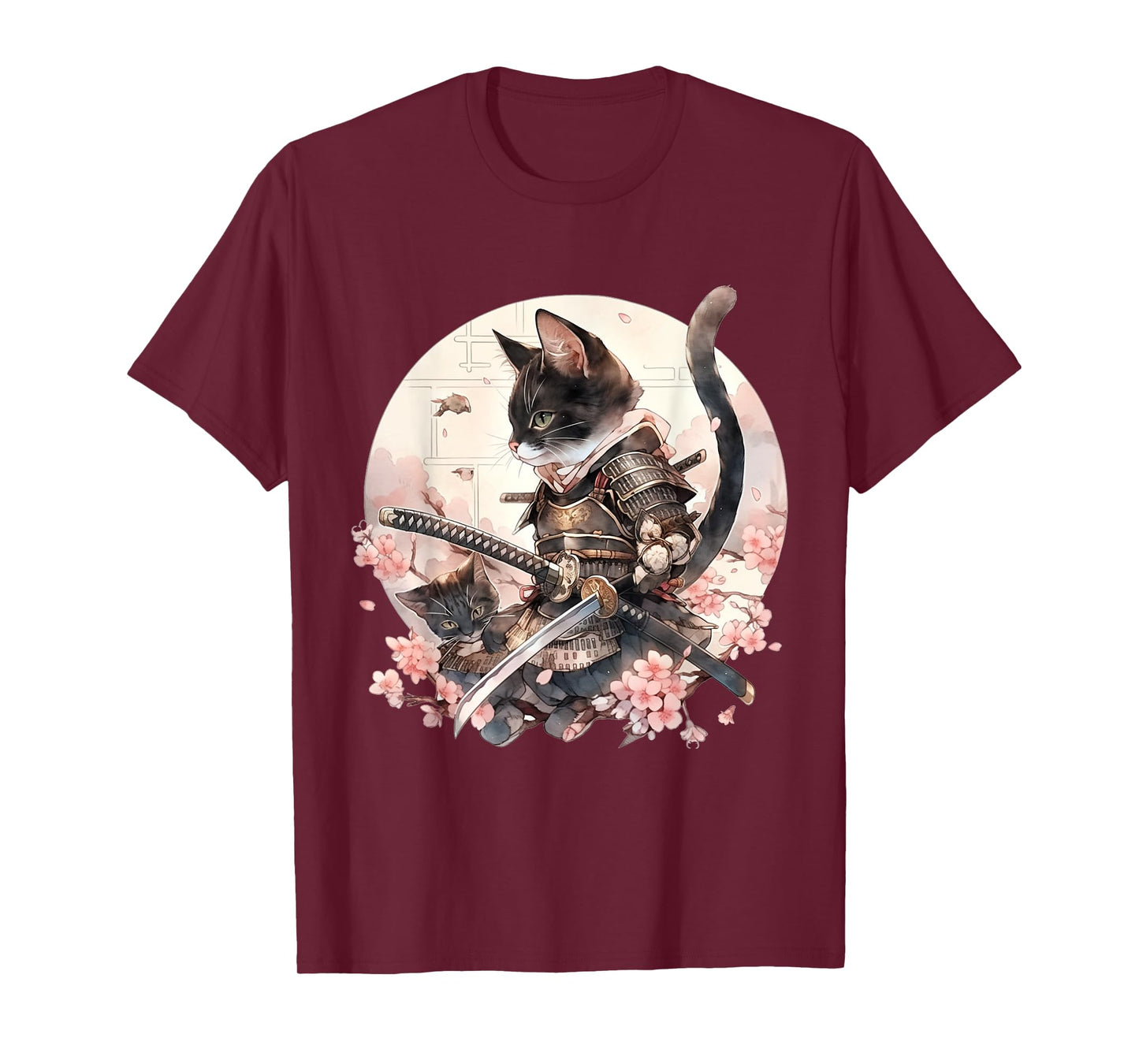 Japanese Art Cat Ninja Ukiyo-e Anime Style Samurai Cat T-Shirt