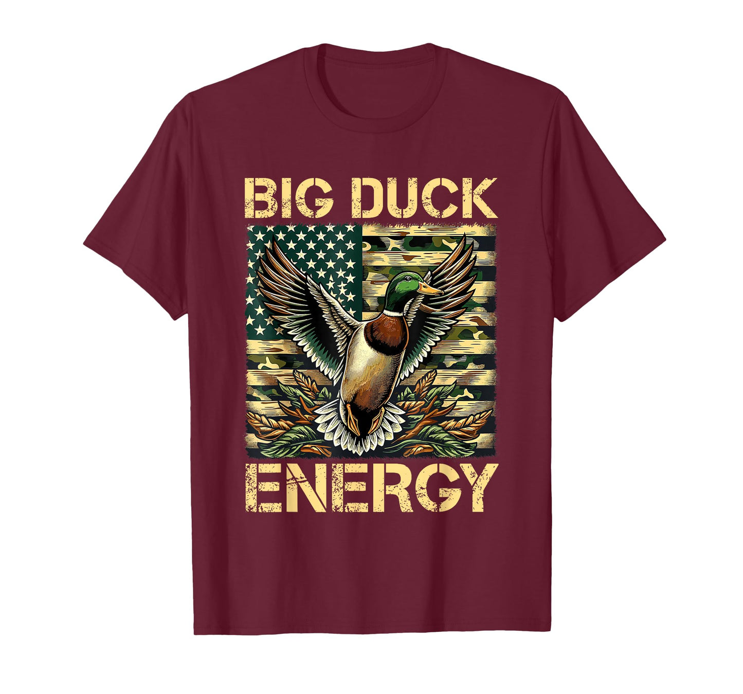 Vintage Big Duck Hunting Energy Camo American Flag Apparel T-Shirt