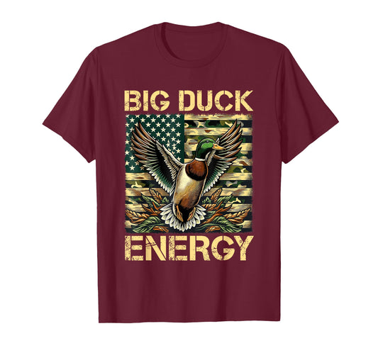 Vintage Big Duck Hunting Energy Camo American Flag Apparel T-Shirt