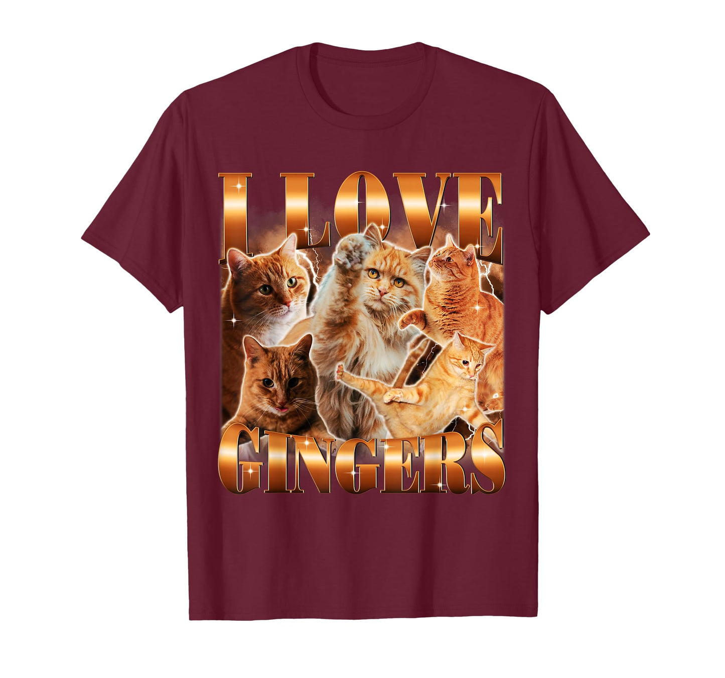 I Love Gingers Funny Cute Cat Meme Kitten Bootleg Joke T-Shirt for Men Women Kids