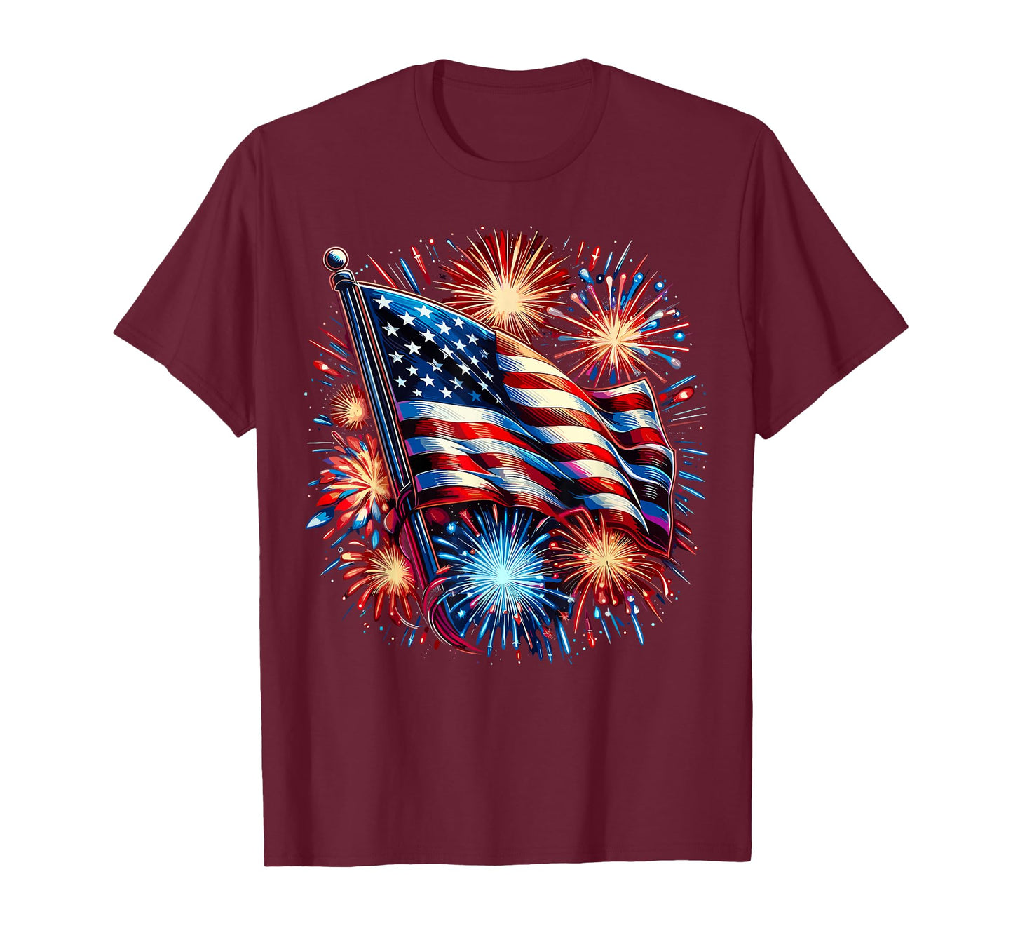 USA Flag Fireworks Patriotic 4th of July T-Shirt