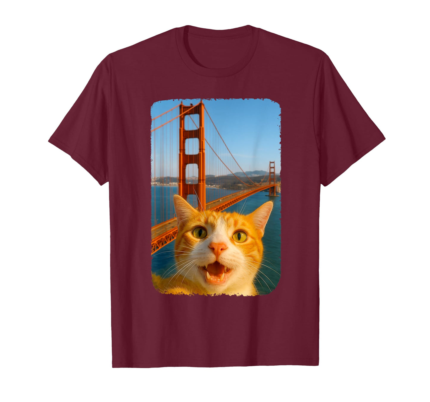 Funny Orange Cats Selfie San Francisco Golden Gate Bridge T-Shirt