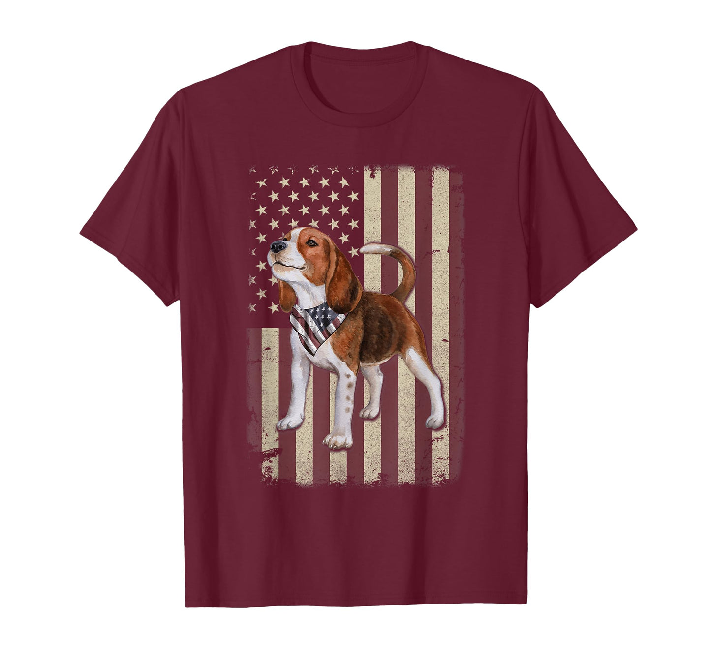 Beagle American Flag Bandana Patriotic 4th of July Tshirt T-Shirt
