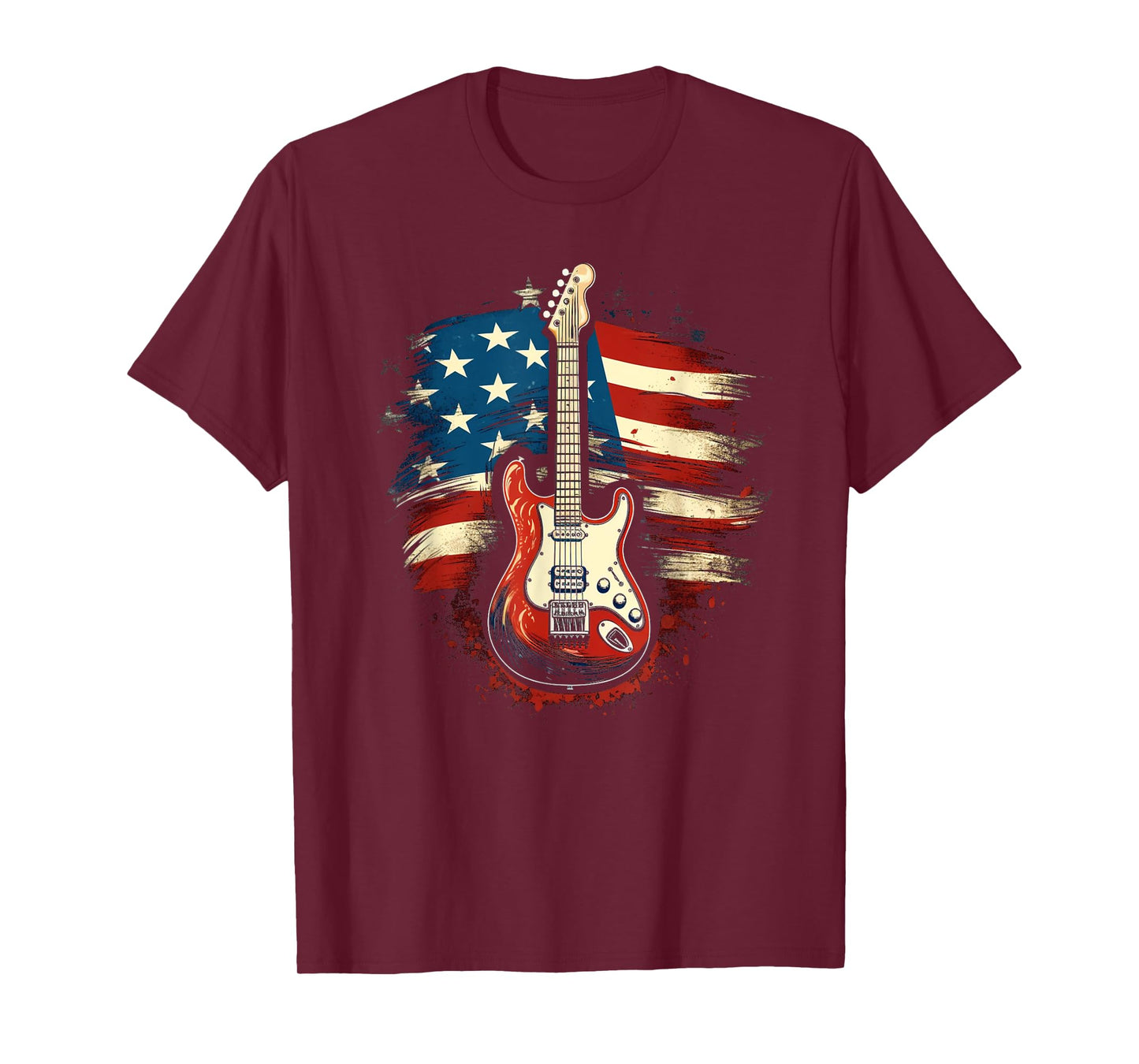 Guitar American Flag USA - Country Music 4th of July Gifts Women Kids Men T-Shirt