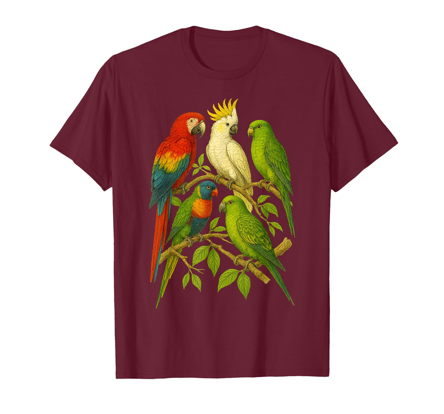 Vintage Tropical Parrots Exotic Birds Nature T-Shirt