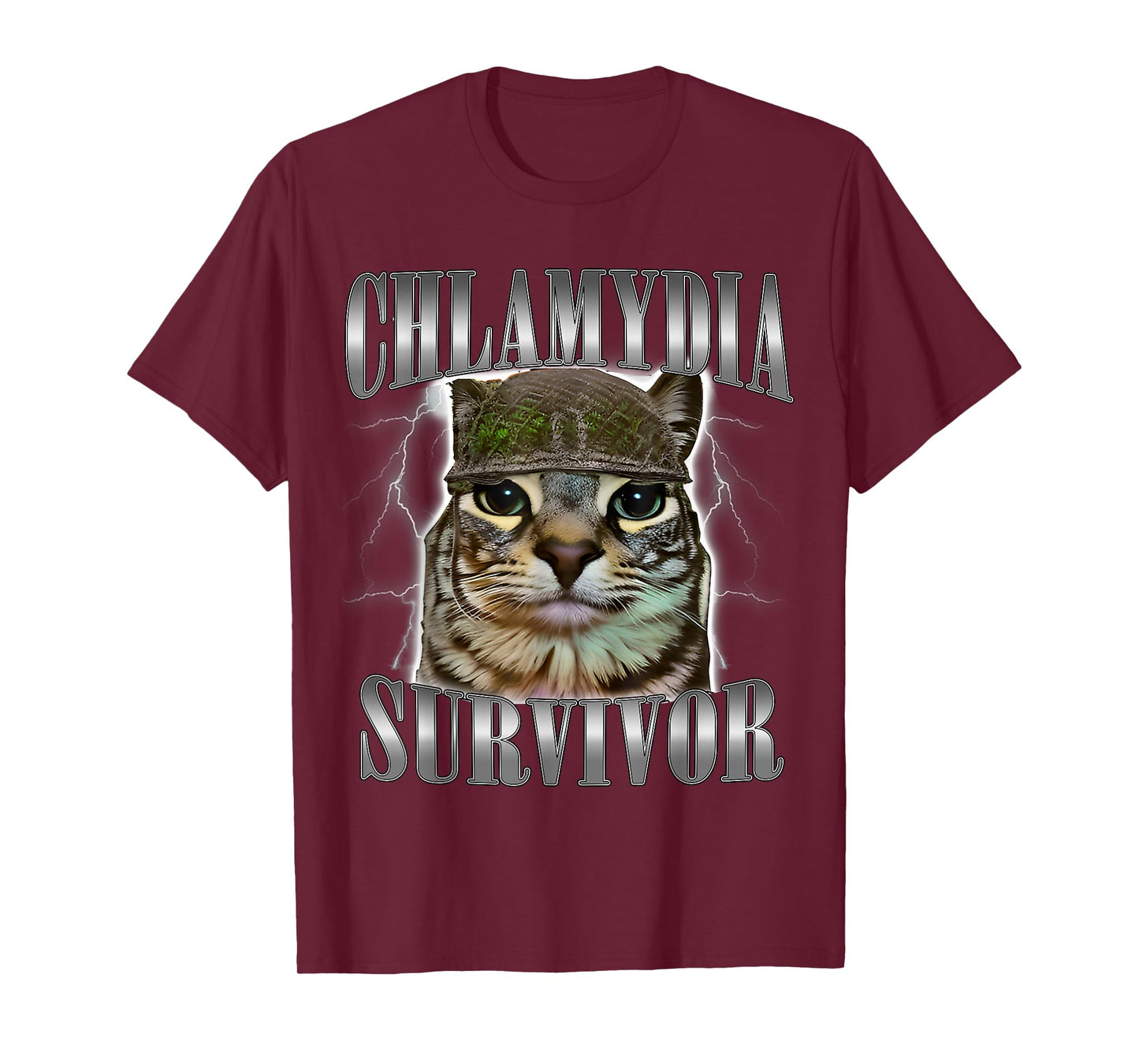 Funny Chlamydia Survivor Cat Meme Humor Saying Cats Aminals T-Shirt