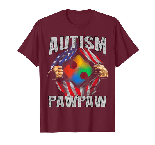 Autism Pawpaw American Flag Autism Awareness T-Shirt T-Shirt