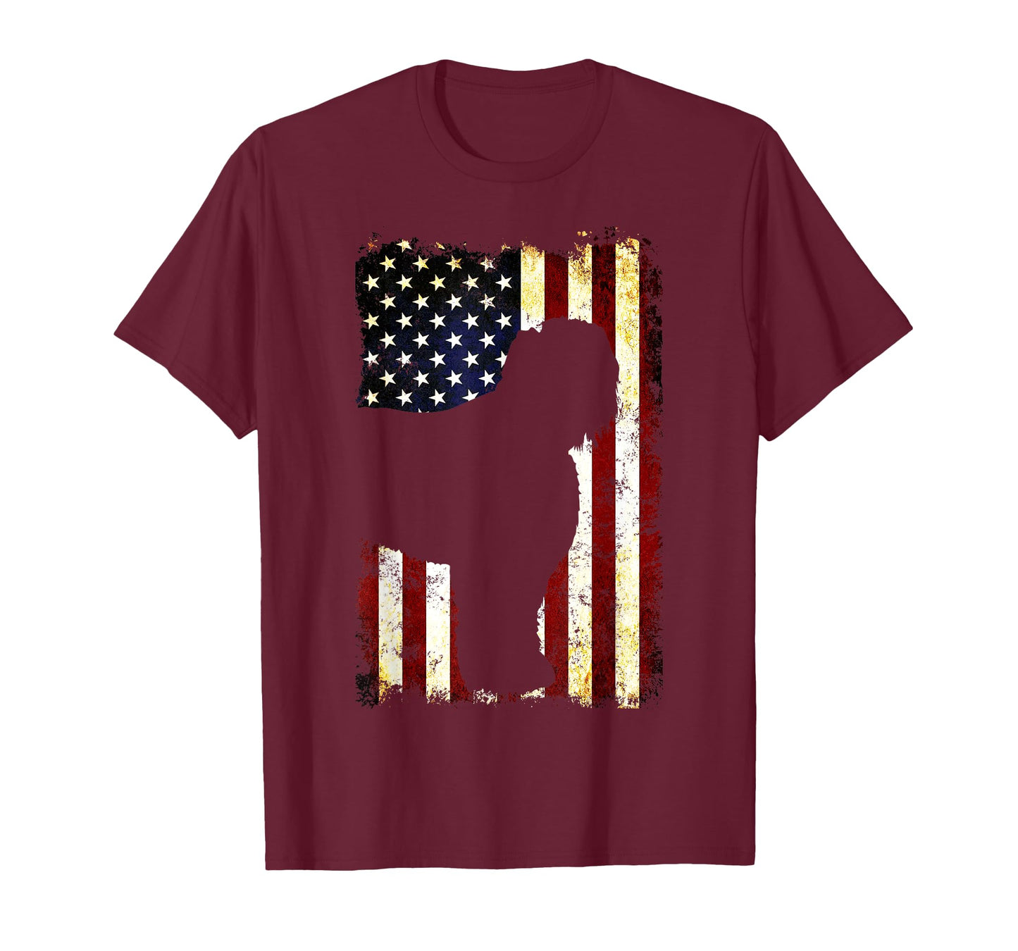 Black Russian Terrier Silhouette American Flag Women Men T-Shirt