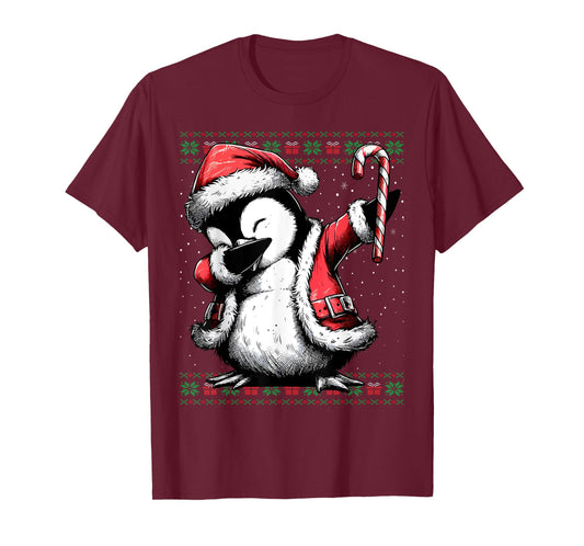 Santa Penguin Dabbing Ugly Christmas Sweater T-Shirt