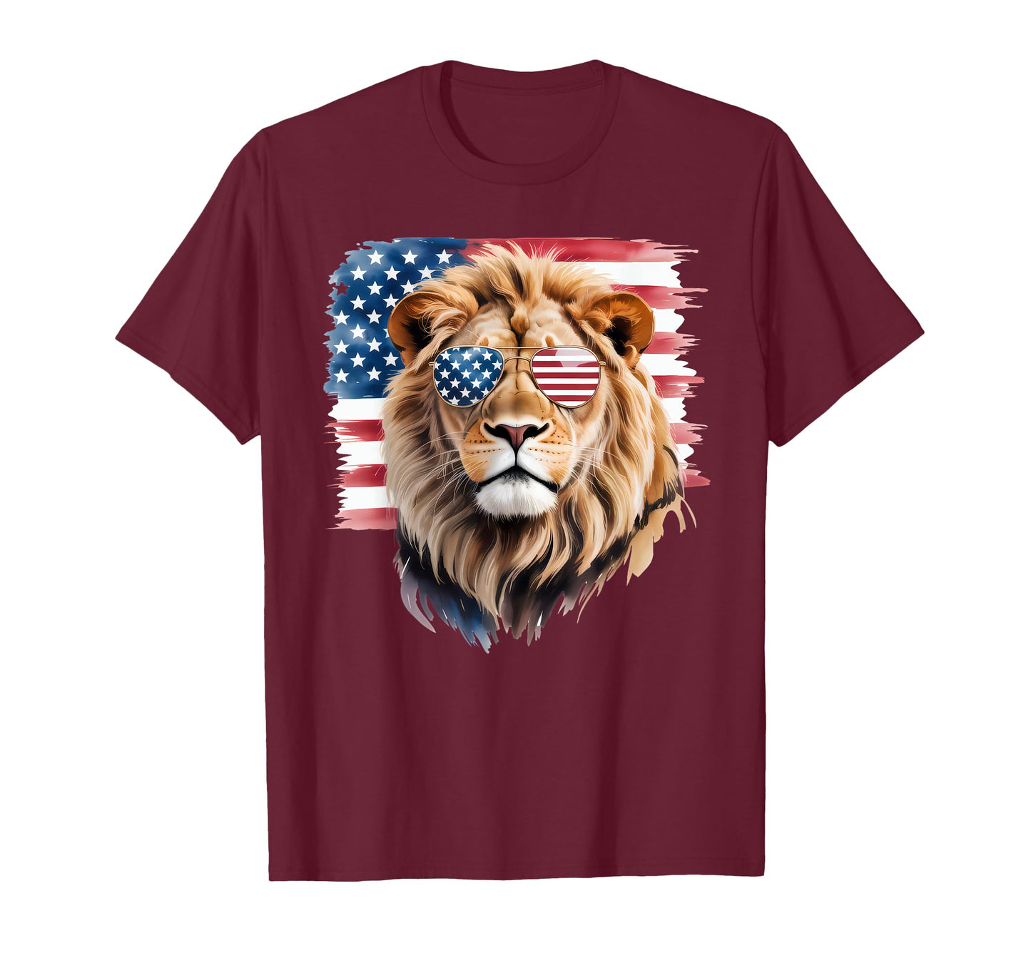 American Flag Lion USA 4th Of July Patriotic Men Women T-Shirt