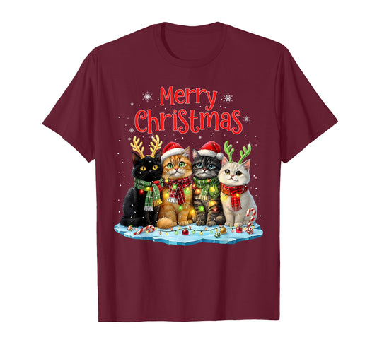 Cute Christmas Cats Funny Xmas Holiday Kitten Lover Graphic T-Shirt