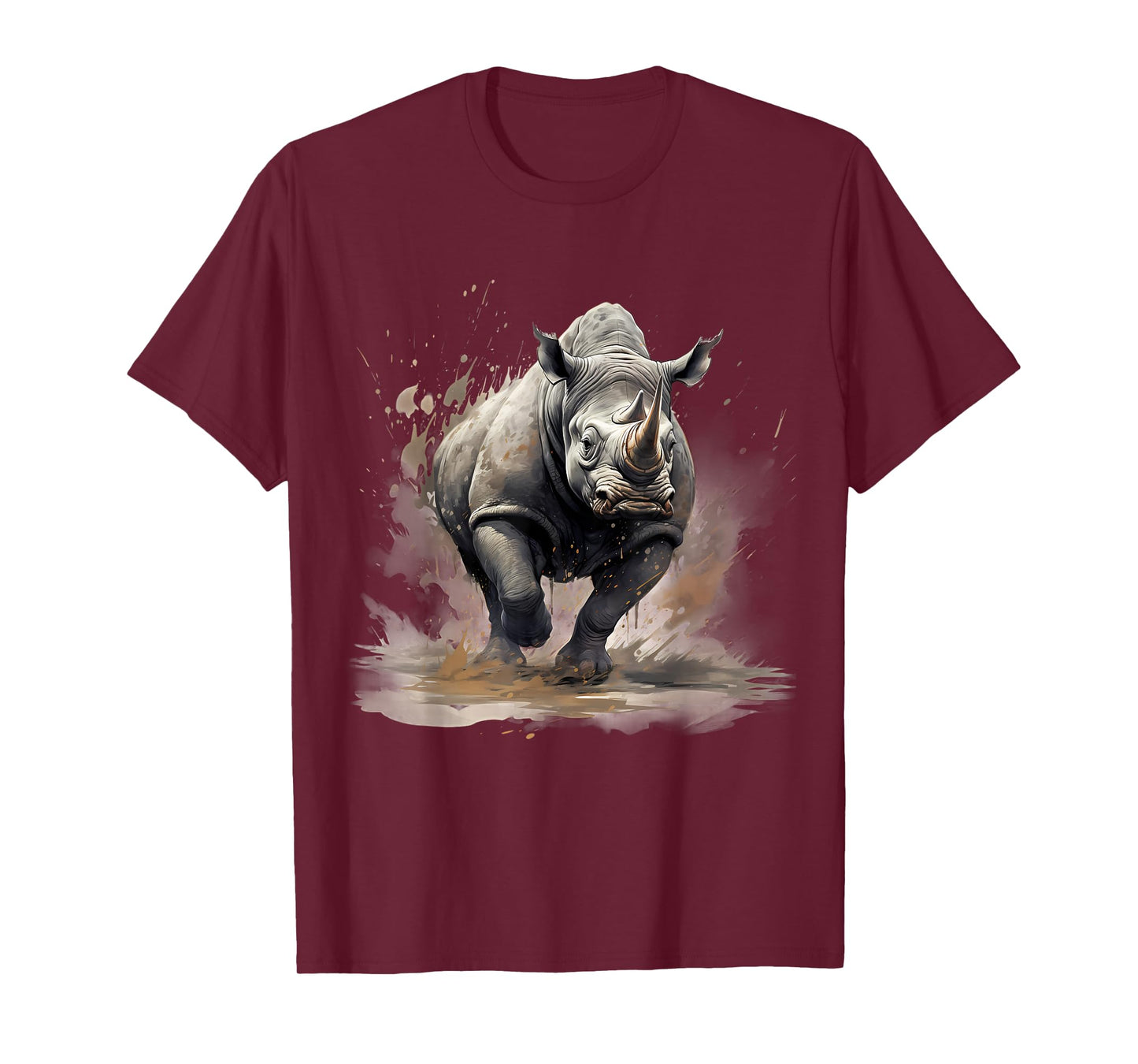 Rhino Splash Artwork Rhinoceros Wildlife Safari Motif Nature T-Shirt
