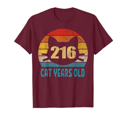 216 Cat Years Old Shirt Retro 50th Birthday Gift Cat Lovers T-Shirt