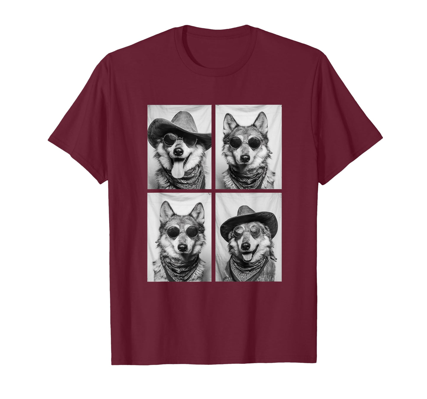 Cowboy Wolf with Sunglasses Forest Animal Photo Booth Wolves T-Shirt
