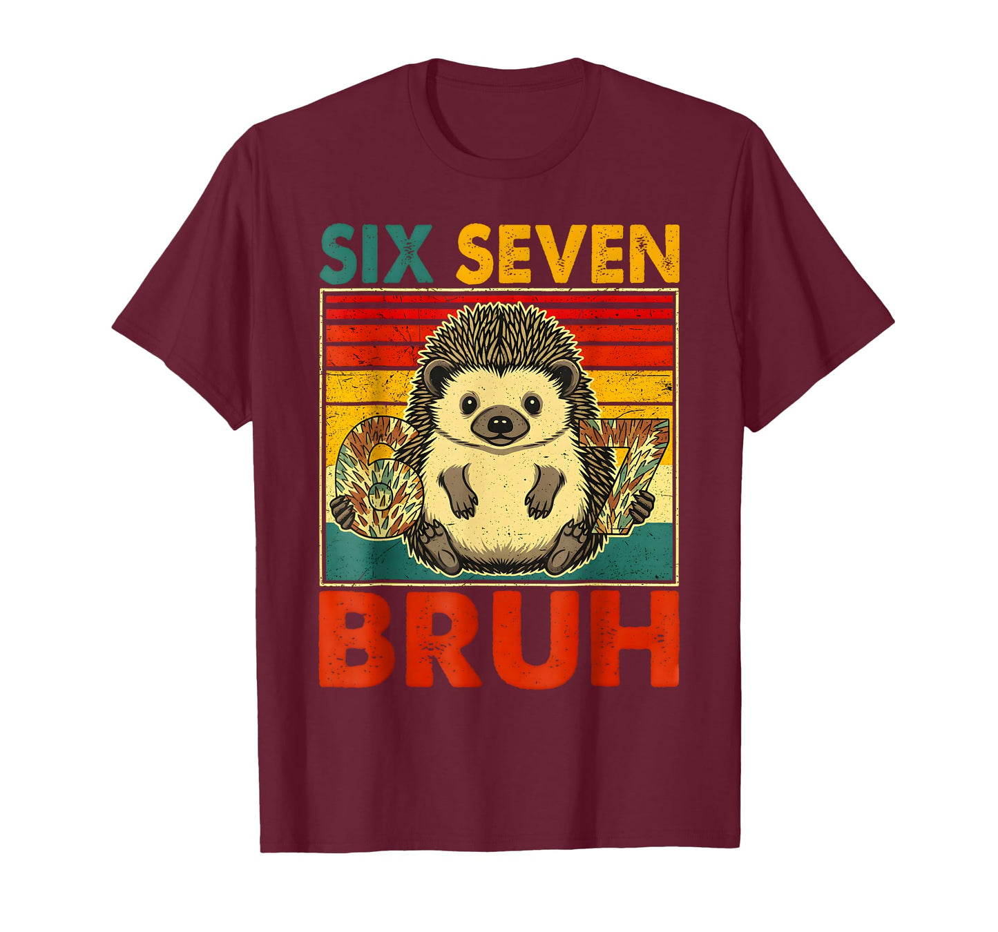 67 Meme Hedgehog Funny Six Seven Bruh Hedgehog for Kids Boys T-Shirt