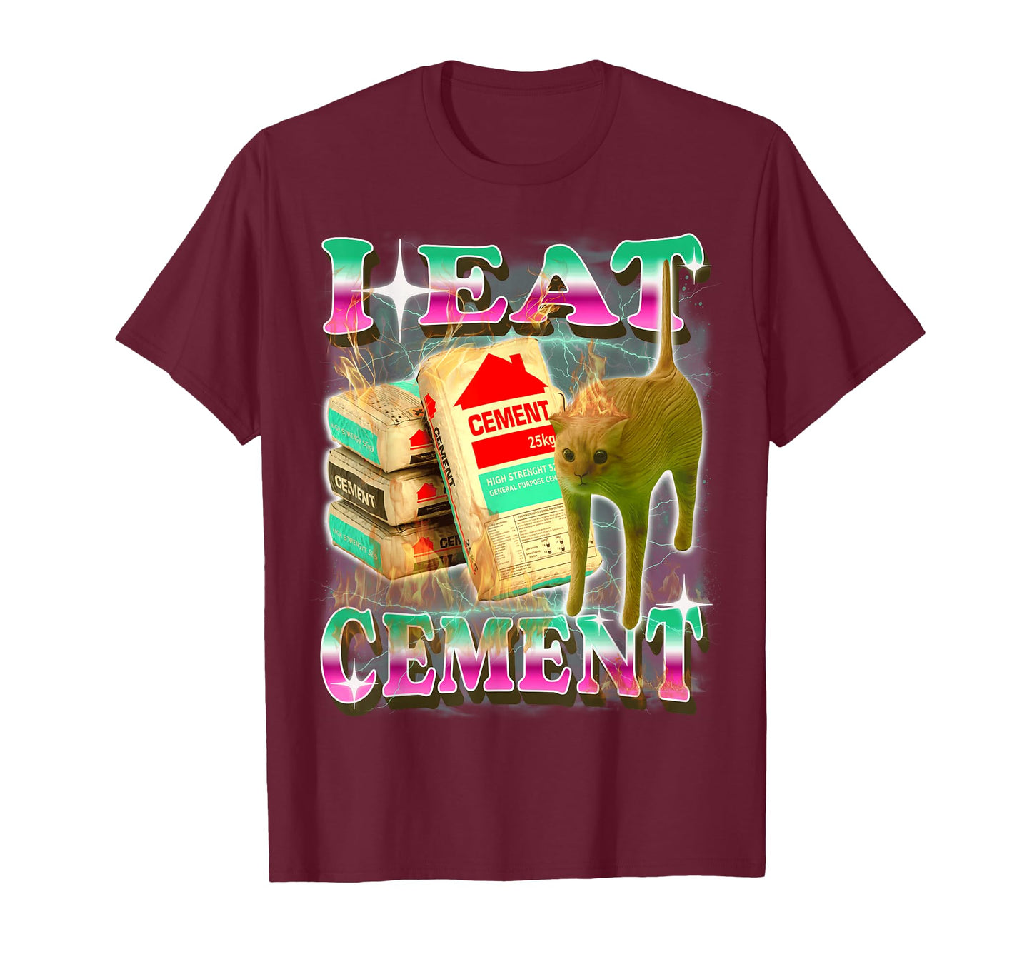 I Eat Cement Funny Cat Meme Absurd Surreal Gen-Z Humor T-Shirt