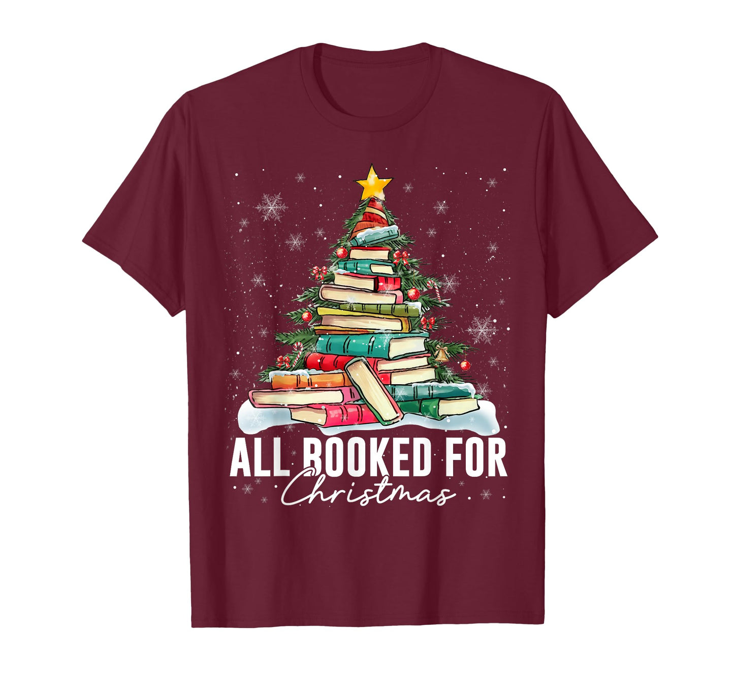 All Booked for Christmas Book Christmas Tree Lights Xmas T-Shirt