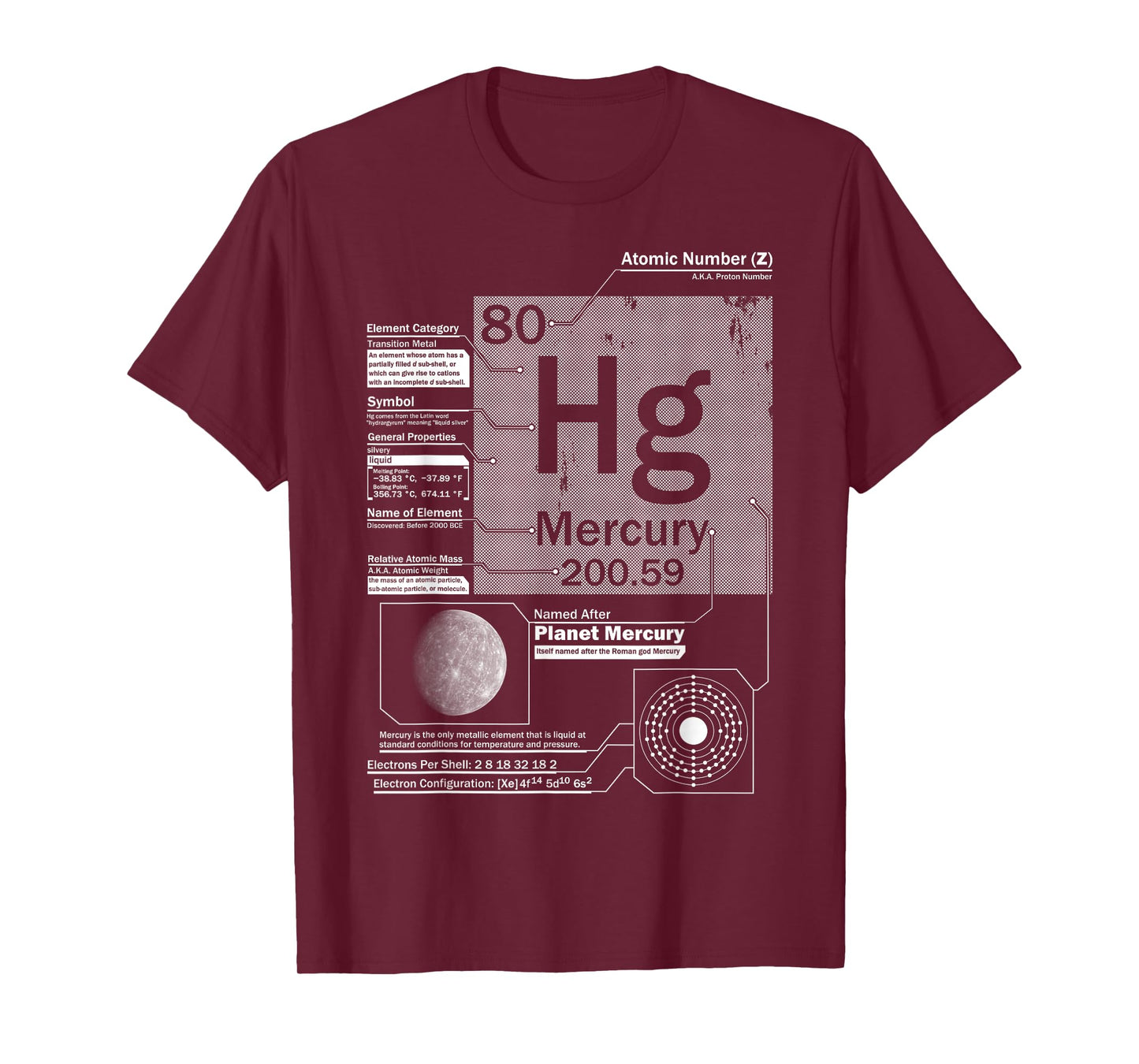 Mercury (Hg) Element | Atomic Number 80 Science Chemistry T-Shirt