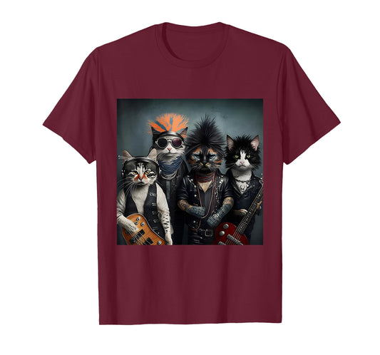 Heavymetal Headbanger Meowtal Cats Band Hard Rocks Kitties T-Shirt