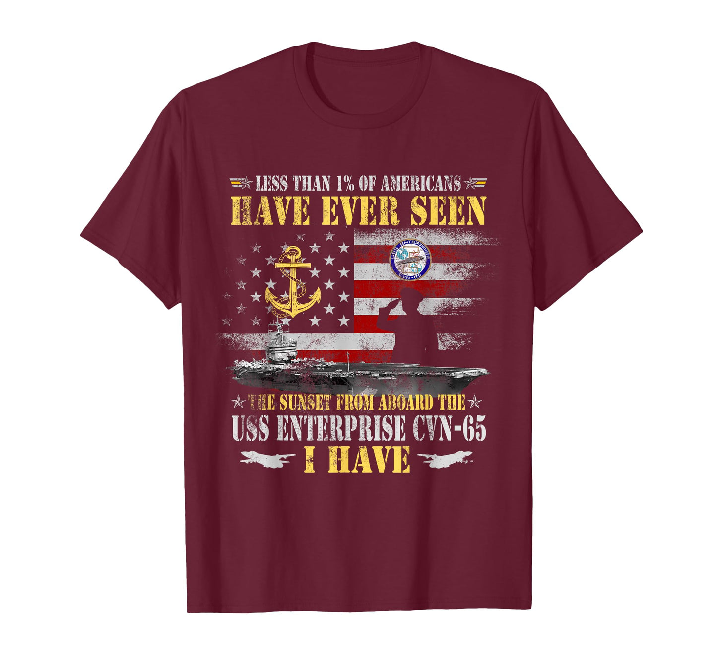 USS Enterprise CVN-65 Aircraft Carrier Veteran Vintage Flag T-Shirt
