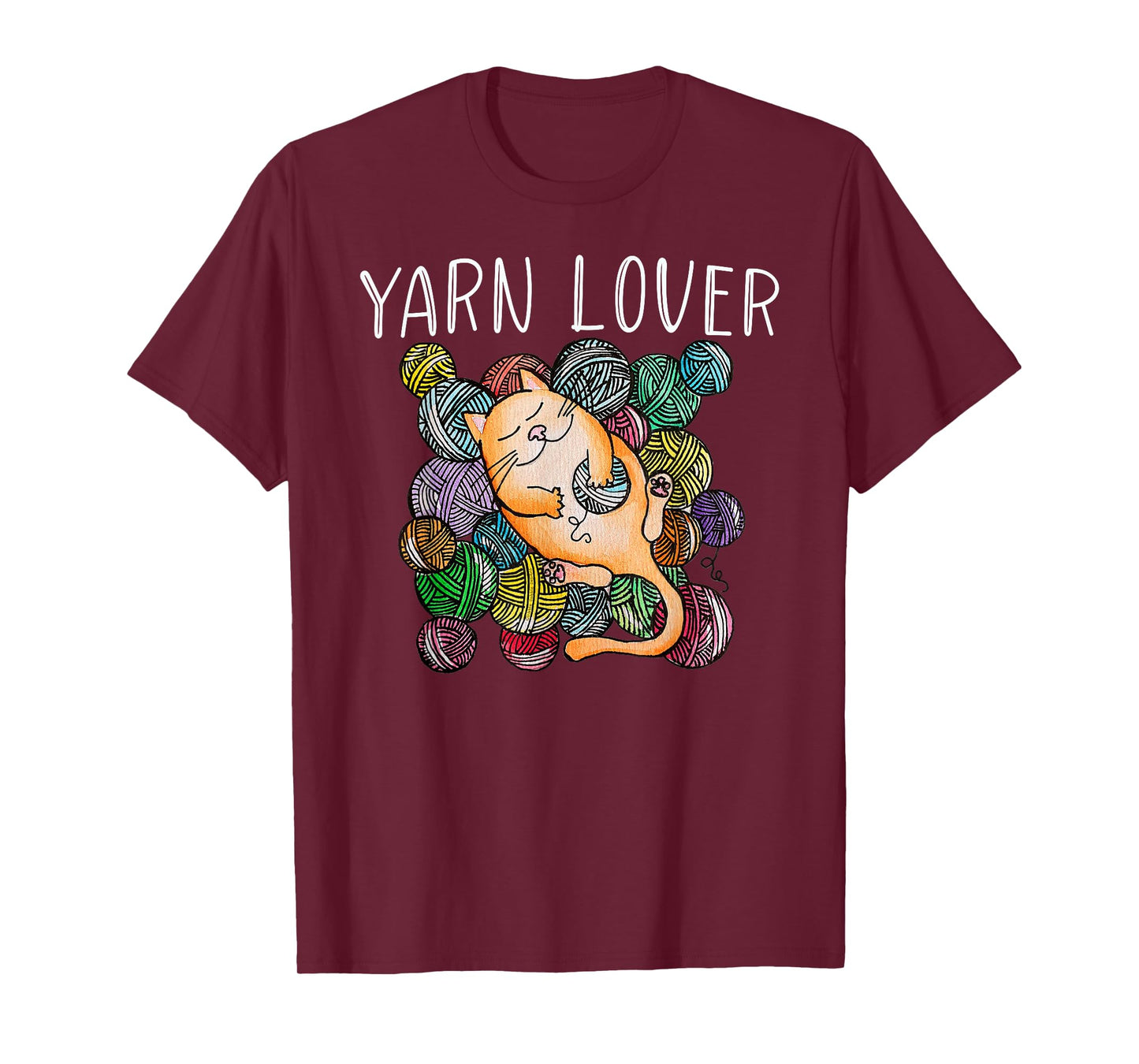 Adorable Knitting and Crochet Happy Cat Yarn Lovers T-Shirt