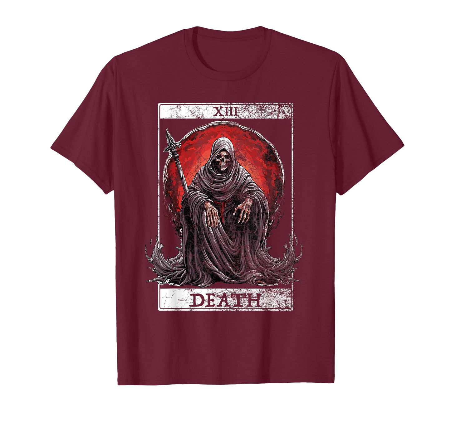 Vintage Tarot Card Death Reaper Occult Satan Unholy Horror T-Shirt