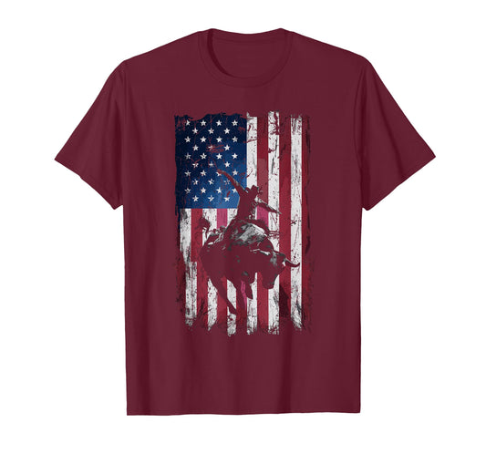 Rodeo Cowboy Western USA Flag Cowboys T-Shirt