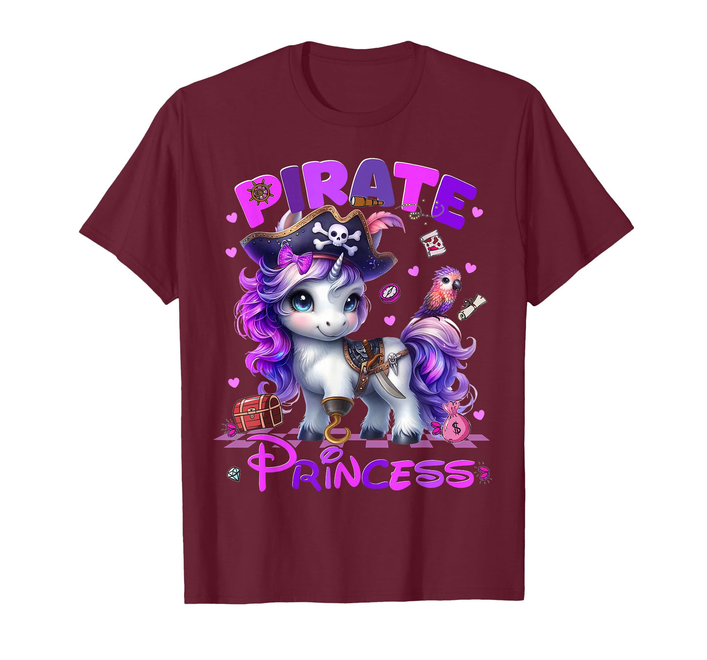 Pirate Princess Cute Unicorn Hallooween Costumes Girl T-Shirt