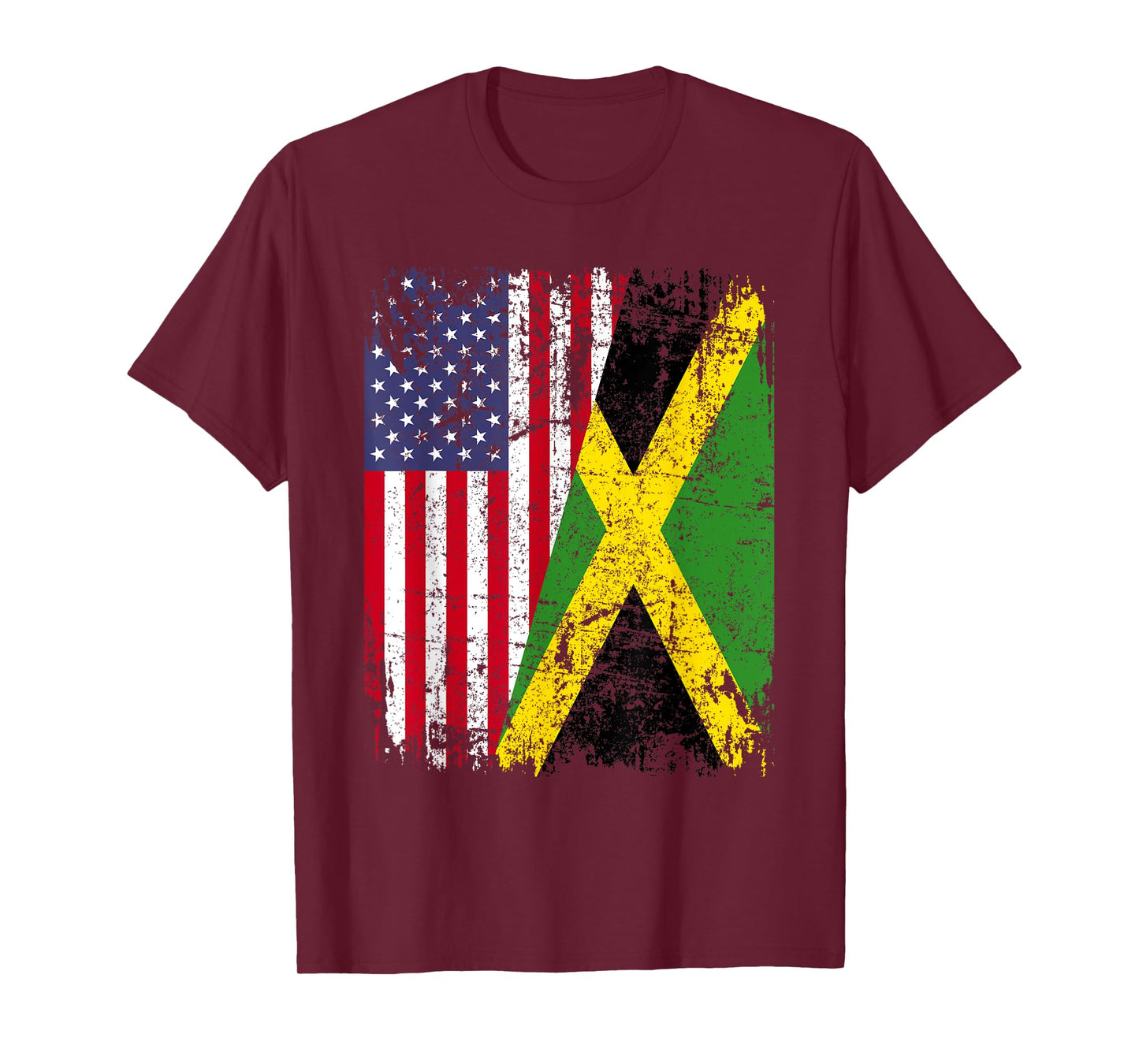 JAMAICAN ROOTS | Half American Flag | USA JAMAICA FLAG T-Shirt