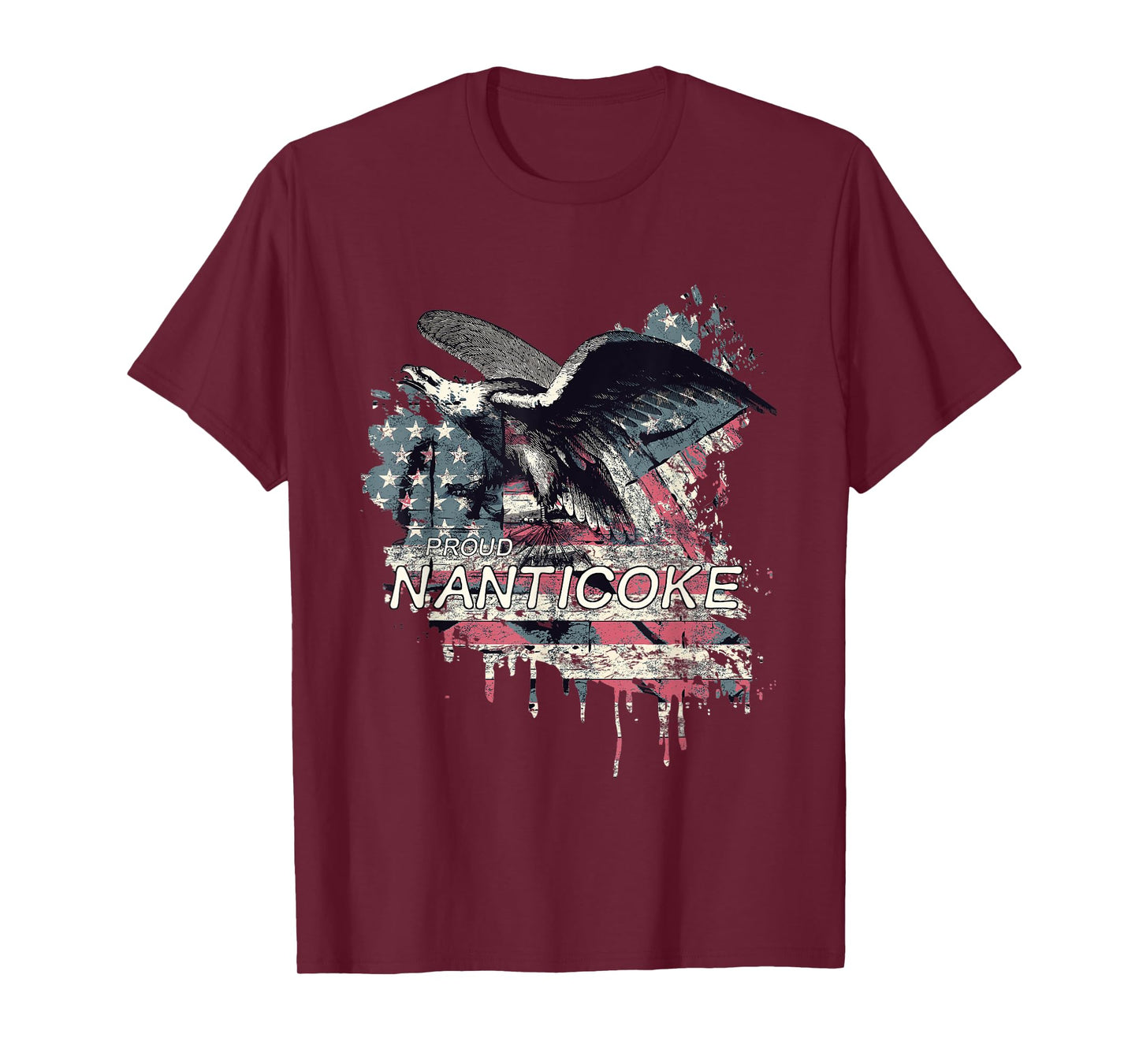 Nanticoke American Indian Tribe Old theme USA Flag Eagle Women Men T-Shirt