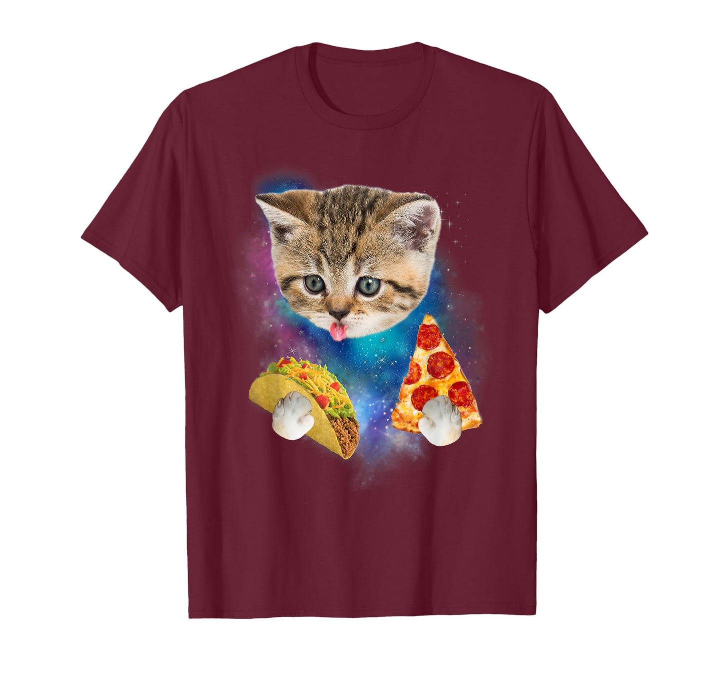 Funny Galaxy Taco Cat | Space Cat Eat Pizza and Taco T-Shirt