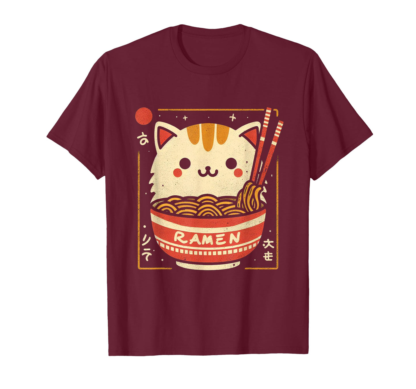 Ramen Cat Kawaii Neko Japanese Noodles Aesthetic Otaku Lover T-Shirt