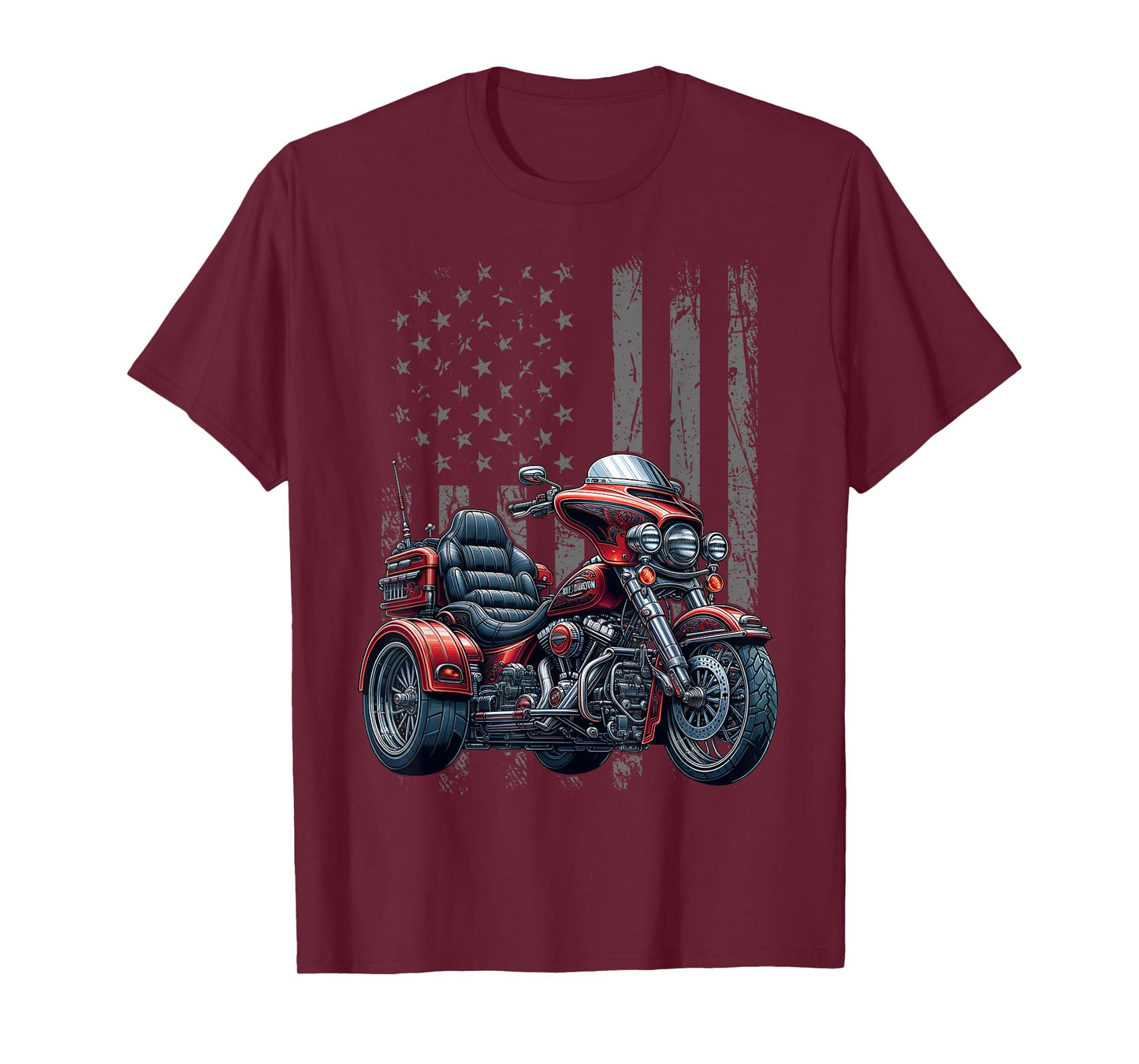 3 Wheels Motorcycle Trike Patriotic American Flag Trike T-Shirt
