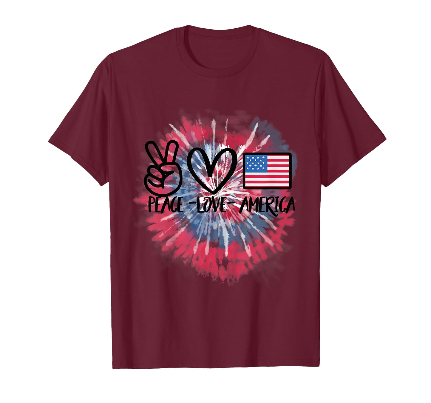 Peace Love America Tie Dye 4th of July Patriotic for Girls T-Shirt