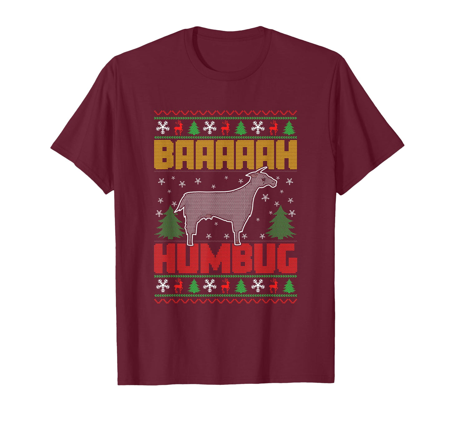 Bah Humbug Goat Lover Farm Animals Ugly Christmas Goat T-Shirt