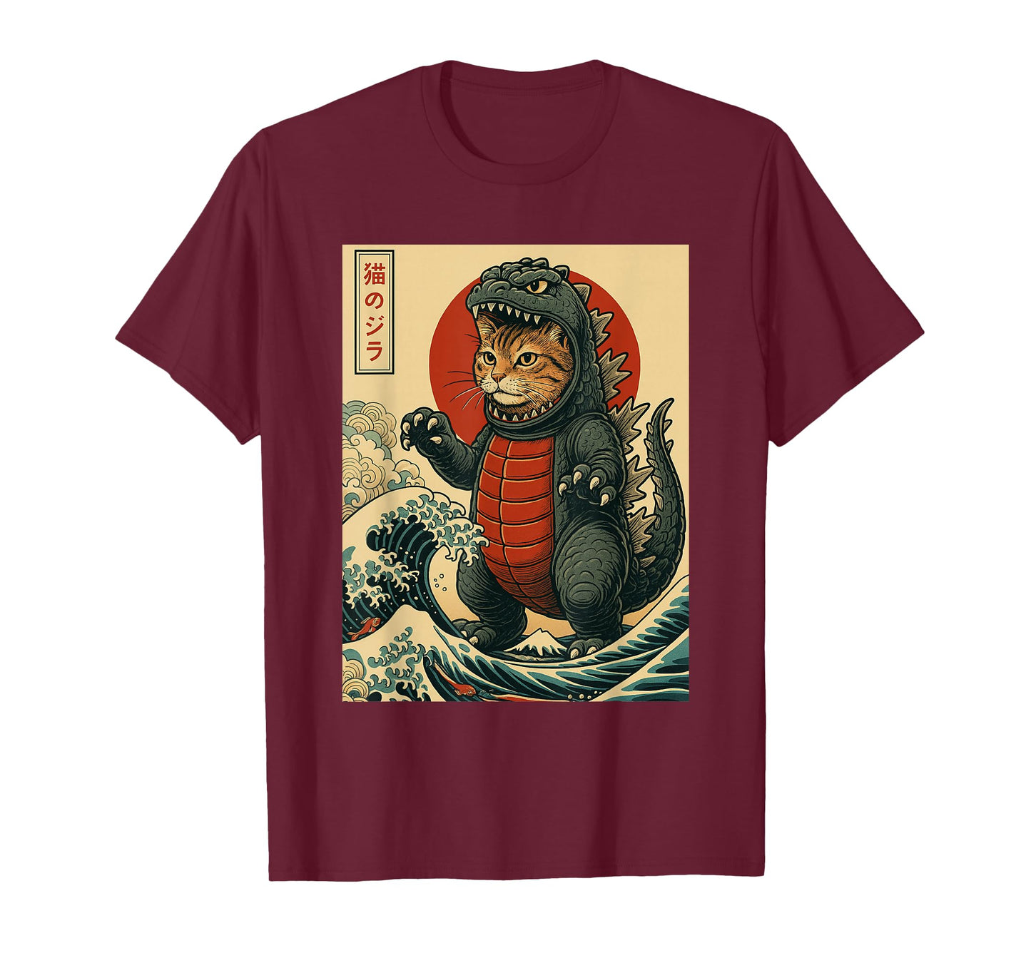 Catzilla Design Japanese Art Cat Graphic Men Women Cat Zilla T-Shirt