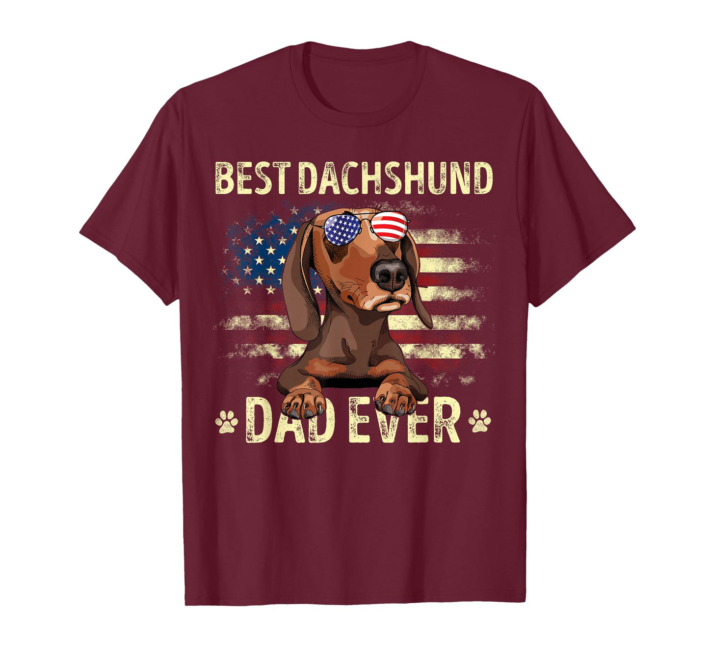 Dachshund Dad Flag American Best Dog Dad Ever Dachshund Men T-Shirt