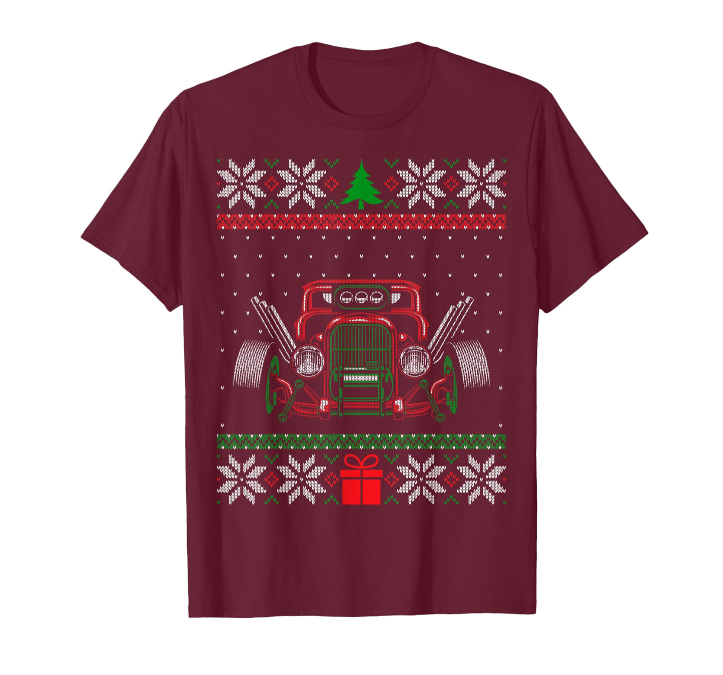 Custom Hot Rod Garage Ugly Christmas Vintage Hotrod Car Guy T-Shirt