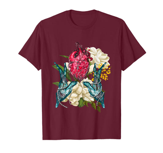 Anatomical Heart And Flowers Doctor Valentine T-Shirt